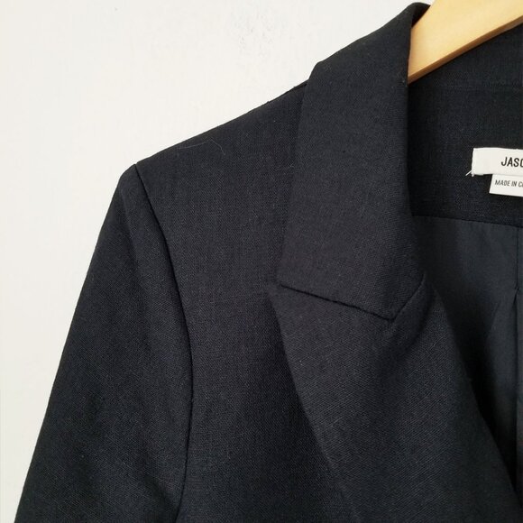 Jason Wu Double Breasted Linen Blend Cropped Blazer Jacket S Black $310 Designer - Picture 13 of 15